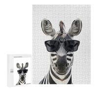 Puzzle 500 PCS Cool Zebra with Sunglasses Puzzle Per Adulti Puzzle Regalo Di Compleanno Difficile E Sfida Gioco Impegnativo Regali 500 PCS