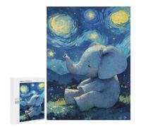 Puzzle 500 PCS Elephant Under Starry Night Sky Puzzle Per Adolescenti Giochi Rilassanti Sfida Difficile Regali Unici Per Compleanno E Natale 500 PCS