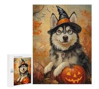 Puzzle 500 PCS Halloween Dog with Jack-o'-Lantern-3 Puzzle Per Adolescenti Migliorano La Memoria Difficili E Stimolanti Rompicapo Giochi Per Famiglie 500 PCS