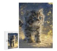 Puzzle 500 PCS Magical Kitten with Glittering Butterflies Puzzle Per Adolescenti Migliora La Memoria Allena Il Cervello E Le Mani Giocattoli Avvincenti Per Coltivare La Pazienza 500 PCS