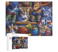 Puzzle 500 PCS Per Adolescenti Cats in Cozy Knitting Corner Puzzle Per Adulti Giochi Rilassanti Perfetto Per Decorare E Regalare A Tutta La Famiglia 500 PCS