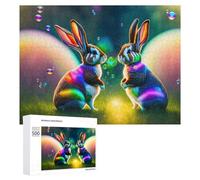 Puzzle 500 PCS Per Adolescenti Colorful Bunnies with Rainbow Effects Puzzle Per Adulti Giochi Rilassanti Perfetto Per Decorare E Regalare A Tutta La Famiglia 500 PCS