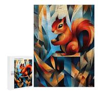 Puzzle 500 PCS Per Adolescenti Contemporary Cubist Take on Dürers Squirrel Study - Modern Wildlife Wall Art Puzzle Per Adulti Giochi Per Famiglie Regalo Di Compleanno Regalo Di Compleanno Unico 500 PC