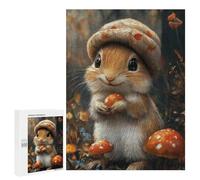 Puzzle 500 PCS Per Adolescenti Cute Squirrel with Mushroom Hat Puzzle Per Adolescenti Migliora La Memoria Difficile Da Completare Divertimento in Famiglia E Serata Di Giochi 500 PCS