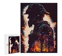 Puzzle 500 PCS Per Adolescenti Firefighter Silhouette Puzzle Per Adulti Giochi Per Famiglie Regalo Di Compleanno Regalo Di Compleanno Unico 500 PCS