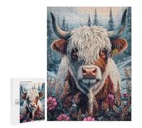 Puzzle 500 PCS Per Adolescenti Highland Cow in Winter Puzzle Per Adulti Giochi Rilassanti Decorazione Per La Casa Regali Unici Per Compleanno E Natale 500 PCS