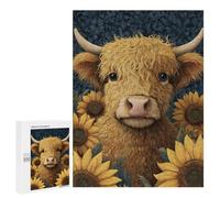Puzzle 500 PCS Per Adolescenti Highland Cow with Sunflowers Puzzle Per Adolescenti, Ma Divertenti E Umoristici, Sfida Educativa, Gioco Intellettuale 500 PCS
