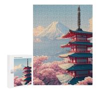Puzzle 500 PCS Per Adolescenti Japanese Pagoda with Cherry Blossoms Puzzle Per Adolescenti Migliora La Memoria Difficile Da Completare Divertimento in Famiglia E Serata Di Giochi 500 PCS