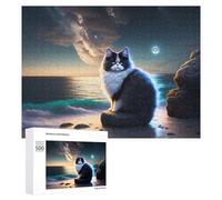 Puzzle 500 PCS Per Adolescenti Magical Cat on The Beach Puzzle Per Adulti Giochi Rilassanti Perfetto Per Decorare E Regalare A Tutta La Famiglia 500 PCS