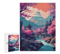 Puzzle 500 PCS per Adolescenti Pink Cherry Blossom Lake Puzzle per Adulti Gioco Pratico Ma Divertente E Divertente per Compleanno, Natale 500 PCS