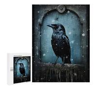 Puzzle 500 PCS per Adolescenti Raven Sitting On Tombstone Puzzle per Adulti Gioco Pratico Decorazione della Casa Compleanno E Natale 500 PCS