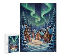 Puzzle 500 PCS Per Adolescenti Snowy Village Aurora Night Puzzle Per Adolescenti Analisi E Logica Allena Il Tuo Cervello E Le Tue Mani Gioco Di Sfida Unico 500 PCS