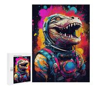 Puzzle 500 PCS Per Adolescenti Space Dinosaur Art Print Puzzle Per Adolescenti Migliora La Memoria Difficile Da Completare Divertimento in Famiglia E Serata Di Giochi 500 PCS