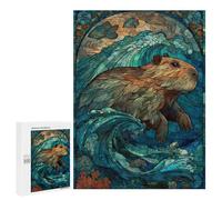 Puzzle 500 PCS Per Adolescenti Stained Glass Capybara Waves Puzzle Per Adulti Giocattoli Antistress Decorazione Perfetta Regali Per La Riduzione Dello Stress 500 PCS