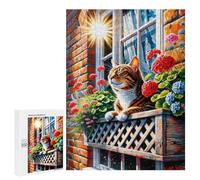 Puzzle 500 PCS Per Adolescenti Sunlit Window Cat Puzzle Per Adolescenti Migliora La Memoria Difficile Da Completare Divertimento in Famiglia E Serata Di Giochi 500 PCS
