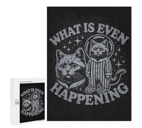 Puzzle 500 PCS Per Adolescenti What Is Even Happening - Space Cat Existential Meme Puzzle Per Adolescenti Migliora La Memoria Difficile Da Completare Divertimento in Famiglia E Serata Di Giochi 500 PC