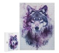 Puzzle 500 PCS Per Adolescenti Wolf Forest Double Exposure Art Print-1 I Puzzle Per Adolescenti Migliorano La Memoria Per Compleanno, Natale Regali Di Compleanno 500 PCS