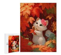 Puzzle 500 PCS Per Adulti Cute White Kitten with Squirrel Friend Puzzle Rompicapo Gioco Regalo Per Donne Attività Divertenti Da Fare A Casa 500 PCS