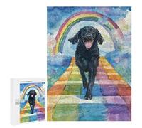Puzzle 500 PCS Per Adulti Flat-coated Retriever Rainbow Bridge Puzzle Per Adolescenti Giocattolo Decorazione Da Parete Decorazione Perfetta Difficile Da Completare 500 PCS