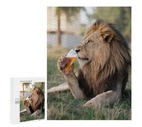 Puzzle 500 PCS Per Adulti Lion Sipping A Beer Puzzle Per Adolescenti Giocattolo Decorazione Da Parete Decorazione Perfetta Difficile Da Completare 500 PCS