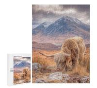 Puzzle 500 PCS Scottish Highland Cow Grazing Puzzle Per Adulti Migliorano La Memoria Interazione Genitore-figlio Rompicapo Giochi Per Famiglie 500 PCS