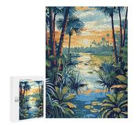Puzzle 500 PCS Tropical River Landscape at Sunset Puzzle Per Adolescenti Giochi Rilassanti Sfida Difficile Regali Unici Per Compleanno E Natale 500 PCS