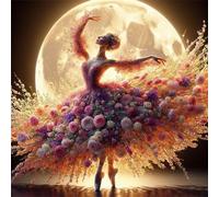 Puzzle 500 pezzi,45x45 cm puzzle per adulti,Un enigma impegnativo,Giochi di puzzles per tutta la famiglia, Regali per donne, Regali per uomini, Tema: Abito da bambina con fiori e luna