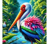 Puzzle 500 pezzi,45x45 cm puzzle per adulti,Un enigma impegnativo,Giochi di puzzles per tutta la famiglia, Regali per donne, Regali per uomini, Tema: Cicogna bianca del lago della giungla