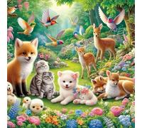 Puzzle 500 pezzi,45x45 cm puzzle per adulti,Un enigma impegnativo,Giochi di puzzles per tutta la famiglia, Regali per donne, Regali per uomini, Tema: Animali del boschetto Fiori