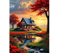 Puzzle 500 Pezzi,52x38 cm puzzles per adulti,Cottage Flower Lake DIY Puzzle Arte,Educativi Stimolanti Puzzles Decorazioni per la Casa