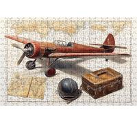 Puzzle 500 Pezzi Aereo Puzzle 500 Pezzi Legno per Adulti Mappa, Splendidamente Confezionato in Una Scatola di Cartone, Trasportabile in Una Borsa a Rete per Decorazioni Parete Regalo 55x40cm RXPT-172