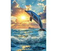 Puzzle 500 Pezzi Alba Oceano Delfino, Puzzle Impossibili Gioco Educativo Sviluppa Pazienza e Destrezza, Lettere sul Retro Facile Montaggio, Regalo per Uomini Donne e Anziani 52 x 38 cm