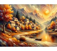 Puzzle 500 Pezzi Arte Città d'Oro, 52x38cm Fai Da Te Puzzle Impossibili 500 Pezzi per Adulti, Alta Qualità di Stampa, Poster Incluso, Sfida Creativa Regalo per Amore e Amico Tramonto