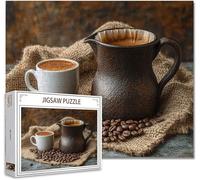 Puzzle 500 Pezzi caffè DIY Puzzle Grandi Adulti Difficili Impossibili Legno Arte Jigsaw Sviluppa La Coordinazione Occhio-Mano Con Poster Incluso, Compact Box Idea Regalo Uomo e Donna 52x38cm B-4