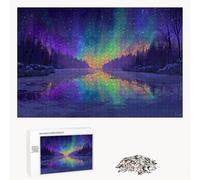 Puzzle 500 Pezzi - Cielo stellato & Aurora - Puzzle in Legno Durevole con Lettere sul Retro - 52 x 38 cm - Hobby Creativo Senza Polvere - Articolo per Collezionisti e 14 Anni in Su P3#609