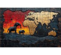 Puzzle 500 Pezzi, Elefante Puzzle 500 Pezzi per Adulti, Giochi di Puzzles Mappa Del Mondo Legno per Tutta la Famiglia, DIY Puzzles per Quadri Moderni Soggiorno Regalo Donna Uomo 40x55 CM RXPT-10337