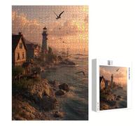 Puzzle 500 Pezzi - Faro & Oceano - Puzzle in Legno Durevole con Lettere sul Retro - 52 x 38 cm - Hobby Creativo Senza Polvere - Articolo per Collezionisti e 14 Anni in Su P3#1117