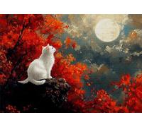 Puzzle 500 Pezzi Gatto Puzzle Adulti Sfida Impossibili Jigsaws Luna Classica 3D Art Jigsaws per Divertimento Adulti e Bambina, Gioco Familiare, Festa Aziendale, Pure Regalo Amore e Amico 52x38cm C-581