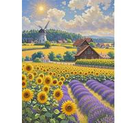 Puzzle 500 pezzi Giochi educativo e Giocattoli sfida Regalo Jigsaw puzzle classici per Adulti,DIY Puzzles Paesaggio rurale di girasoli,52x38 cm