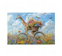 Puzzle 500 Pezzi Giraffa Puzzle Fiore Adulti Arte Grandi Dimensioni Jigsaw di Legno con una Scatola, Impossibili Jigsaw Gioco Familiare for Adulti Principiante, Home Decor Regalo Donna 52x38cm D-600
