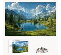 Puzzle 500 Pezzi - Lago & Montagna - Puzzle in Legno Durevole con Lettere sul Retro - 52 x 38 cm - Hobby Creativo Senza Polvere - Articolo per Collezionisti e 14 Anni in Su P3#421