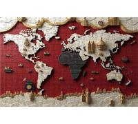 Puzzle 500 Pezzi Mappa Del Mondo Puzzle 500 Pezzi Legno per Adulti Architettura, Splendidamente Confezionato in Una Scatola di Cartone, Borsa Rete Portabilità per Regalo Donna 55 x 40cm RXPT-674