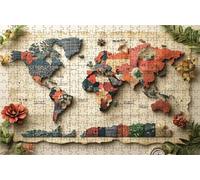 Puzzle 500 Pezzi Mappa Del Mondo Puzzle 500 Pezzi Legno per Adulti Pianta, Splendidamente Confezionato in Una Scatola di Cartone, Trasportabile in Una Borsa a Rete per Regalo Donna 55 x 40 cm RXPT-690