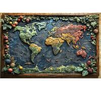 Puzzle 500 Pezzi, Mappa Del Mondo Puzzle 500 Pezzi per Adulti, Giochi di Puzzles Paesaggio Legno per Tutta la Famiglia, DIY Puzzles per Quadri Moderni Soggiorno Regalo Donna Uomo 55 x 40CM RXPT-431