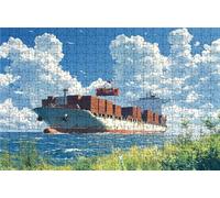 Puzzle 500 Pezzi Nave Portacontainer Puzzle 500 Pezzi Legno per Adulti Pianta, Splendidamente Confezionato in Una Scatola di Cartone, Borsa Rete Portabilità per Regalo Donna 40x55cm RXPT-5024