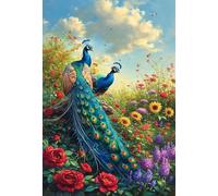 Puzzle 500 Pezzi Pavone Fiori Giochi Educativi Puzzles Impegnativo per Tutta la Famiglia Puzzle per Adulti 500 Pezzi 52 x 38 cm