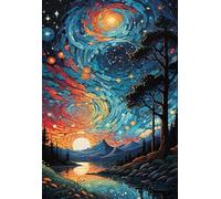 Puzzle 500 Pezzi per Adulti, Luna Nel Cielo Stellato, Esercitare la Memoria, Migliorare la Concentrazione Lettere sul Retro, Giocattolo Regalo per Uomini Donne e Anziani 52 x 38 cm