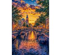 Puzzle 500 Pezzi per Adulti, Ponte Città Sul Fiume, Esercitare la Memoria, Migliorare la Concentrazione Lettere sul Retro, Giocattolo Regalo per Uomini Donne e Anziani 52 x 38 cm