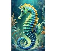 Puzzle 500 pezzi per Adulti,puzzles Giochi Educativi per adulti,Giocattoli Sfida Giochi Impegnativi,Cavalluccio marino verde Regali puzzle arte