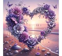 Puzzle 500 pezzi per Adulti,puzzles Giochi Educativi per adulti,Giocattoli Sfida Giochi Impegnativi,Fiori a forma di cuore sulla spiaggia Regali puzzle arte